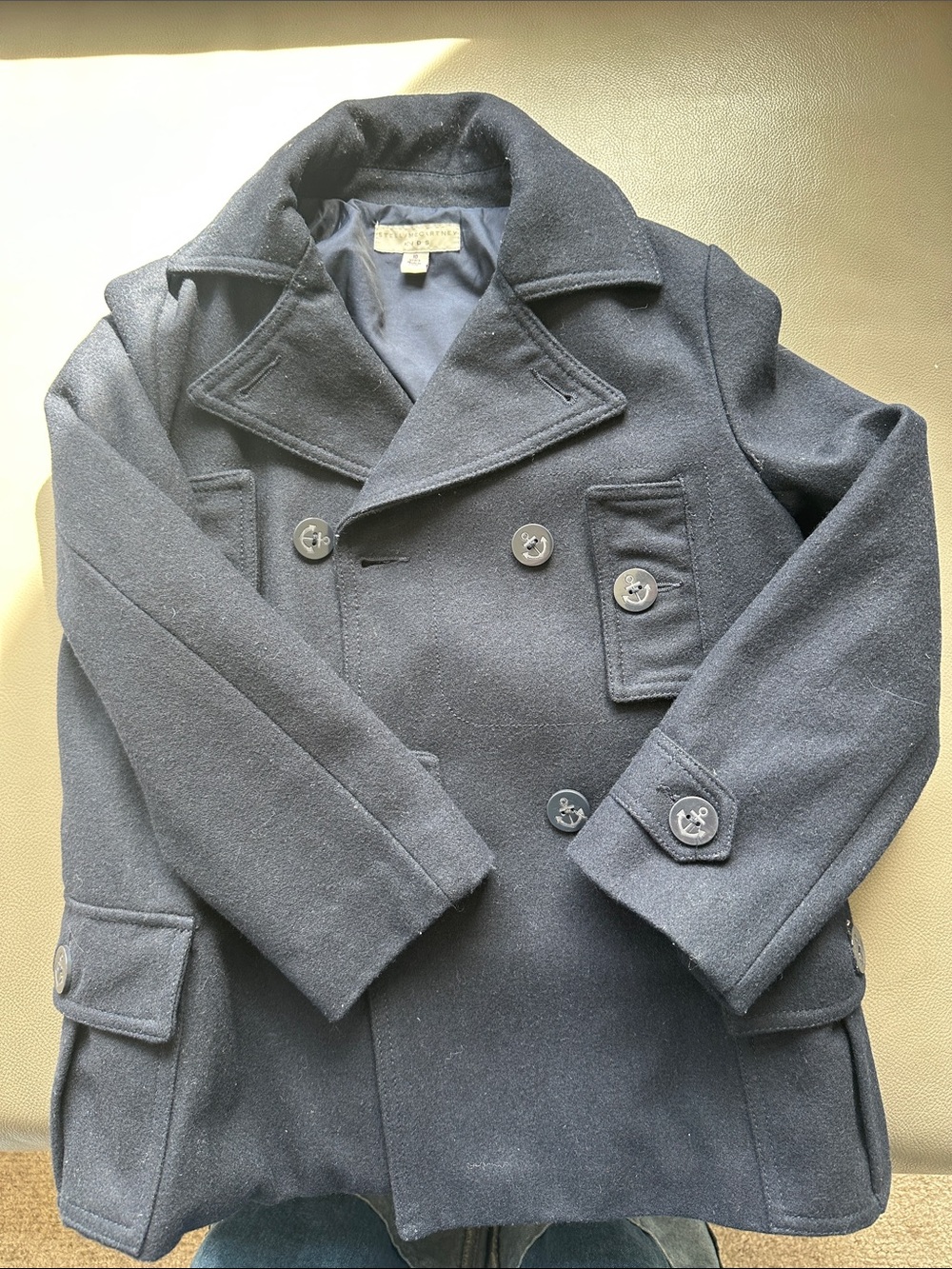 Stella McCartney Kids Navy Double-Breasted Wool Peacoat